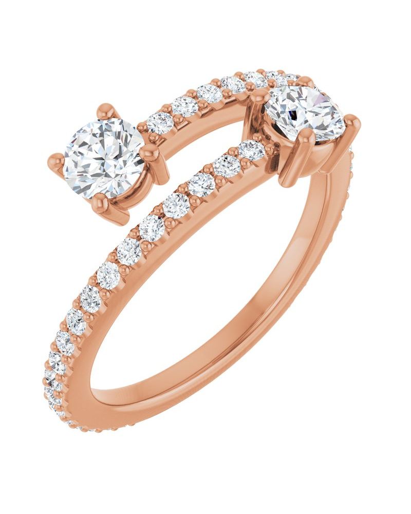 Anel Duas Pedras Bypass em Ouro 14k com Diamantes Naturais – Modelo 7