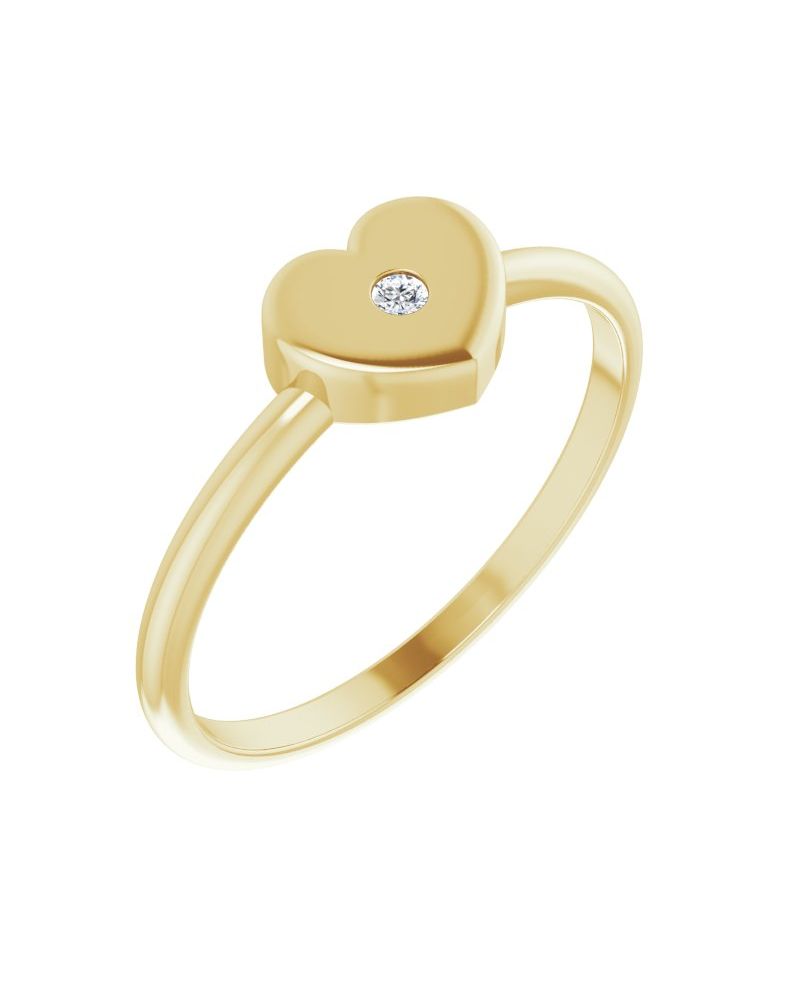 Anel Coração Infantil em Ouro 14k com Diamantes Naturais