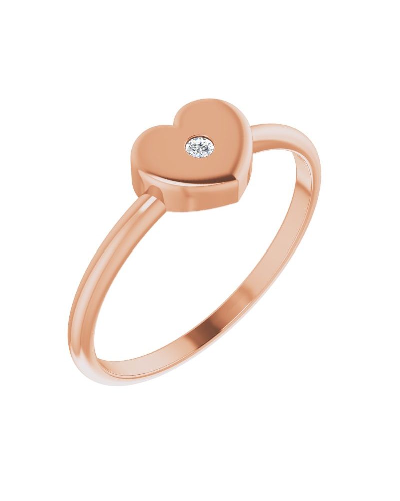 Anel Coração Infantil em Ouro 14k com Diamantes Naturais