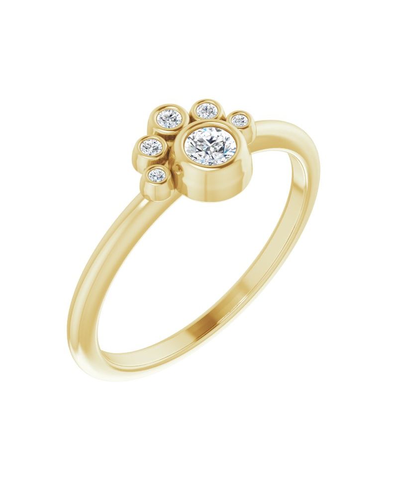 Anel Empilhável com Cravação Bezel em Ouro 14k com Diamantes Naturais – Modelo 2