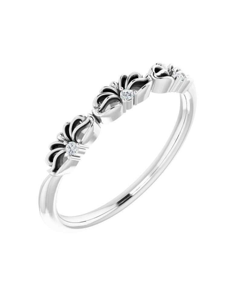 Anel Coroa Cravejado em Ouro 14k com Diamantes Naturais – Modelo 3