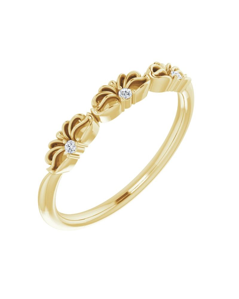 Anel Coroa Cravejado em Ouro 14k com Diamantes Naturais – Modelo 3