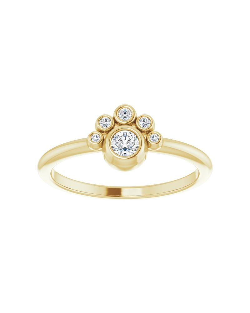 Anel Empilhável com Cravação Bezel em Ouro 14k com Diamantes Naturais – Modelo 2
