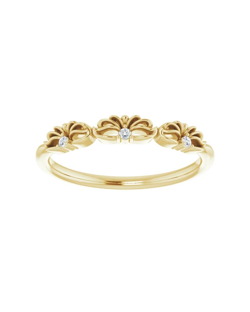 Anel Coroa Cravejado em Ouro 14k com Diamantes Naturais – Modelo 3