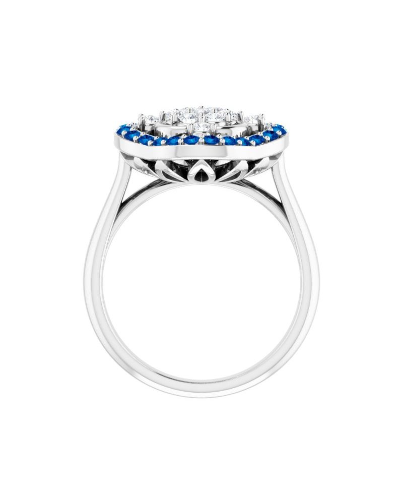 Anel Cluster Halo em Ouro 14k com Diamantes Naturais