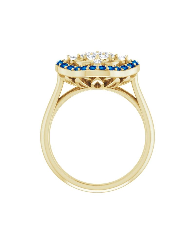 Anel Cluster Halo em Ouro 14k com Diamantes Naturais