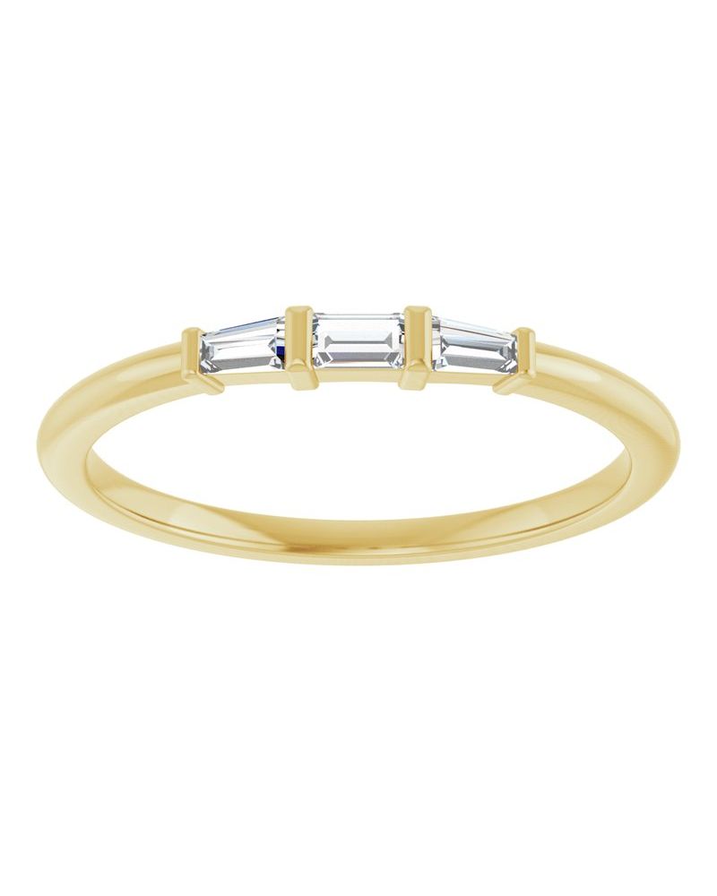 Anel Três Pedras Empilhável em Ouro 14k com Diamantes Naturais – Modelo 2