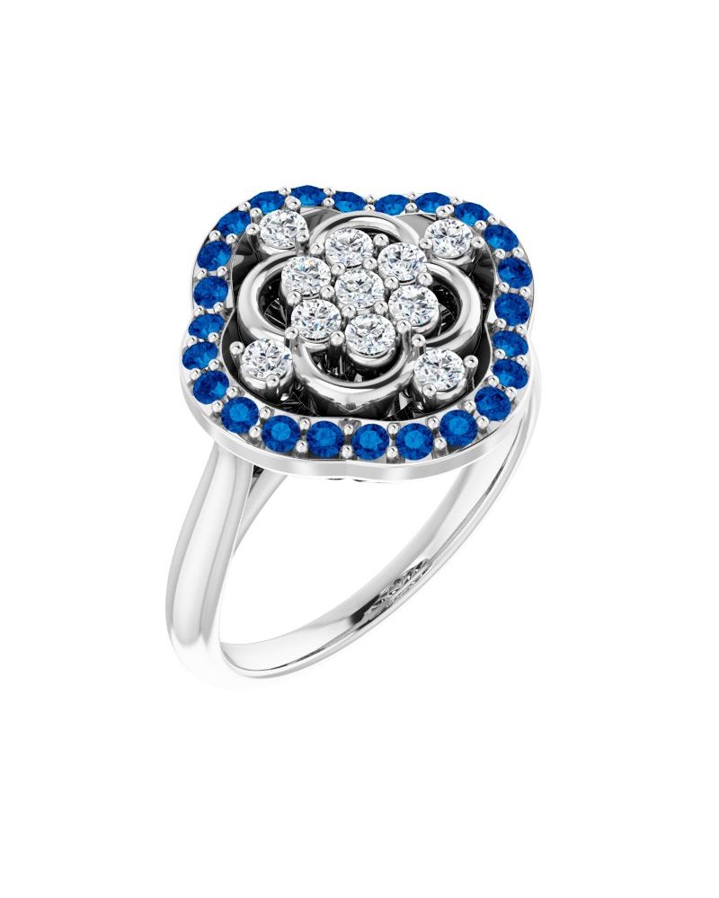 Anel Cluster Halo em Ouro 14k com Diamantes Naturais