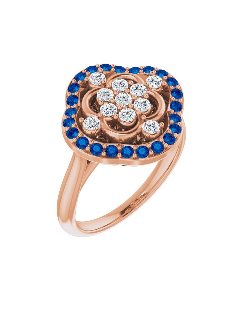 Anel Cluster Halo em Ouro 14k com Diamantes Naturais