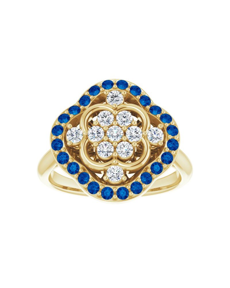 Anel Cluster Halo em Ouro 14k com Diamantes Naturais