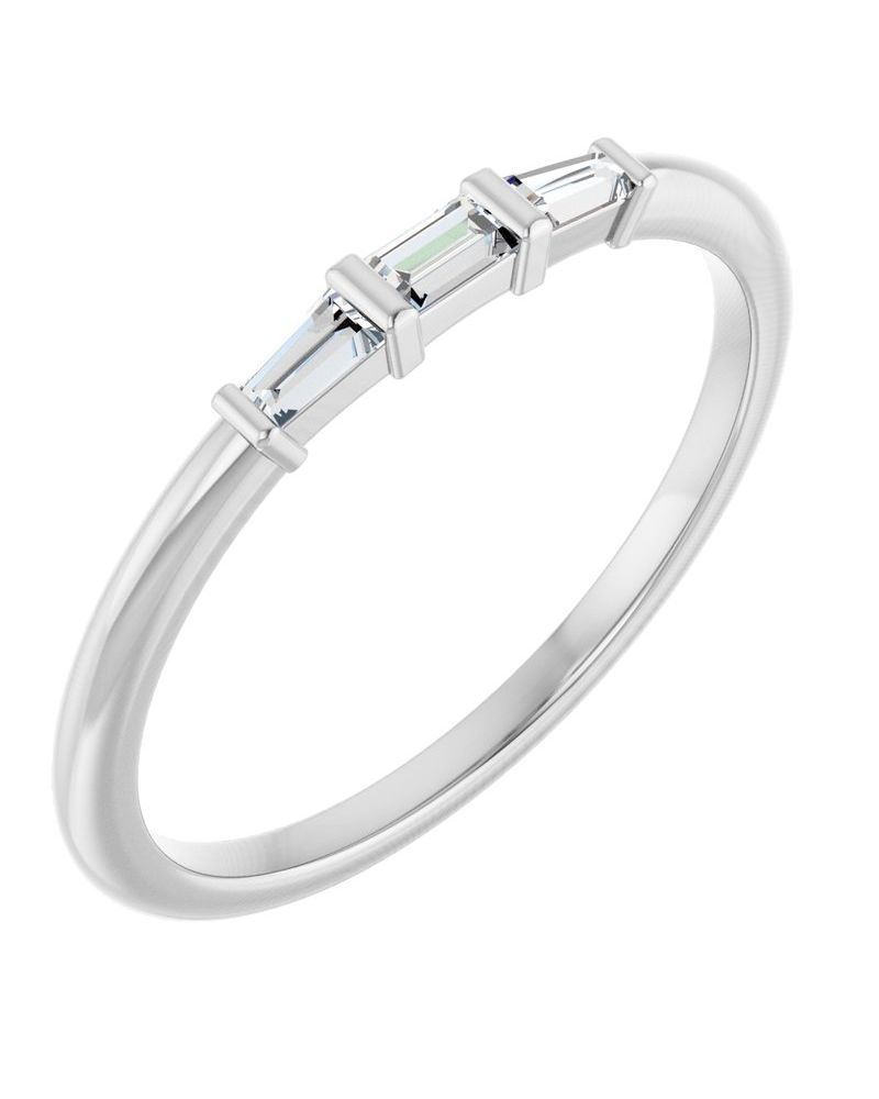Anel Três Pedras Empilhável em Ouro 14k com Diamantes Naturais – Modelo 2