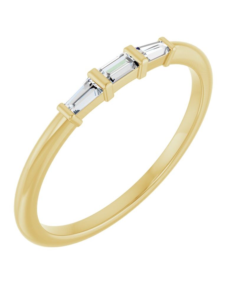 Anel Três Pedras Empilhável em Ouro 14k com Diamantes Naturais – Modelo 2