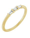 Anel Três Pedras Empilhável em Ouro 14k com Diamantes Naturais – Modelo 2