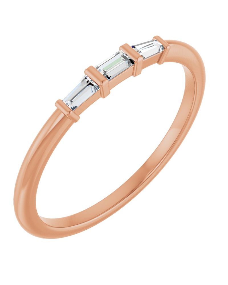 Anel Três Pedras Empilhável em Ouro 14k com Diamantes Naturais – Modelo 2