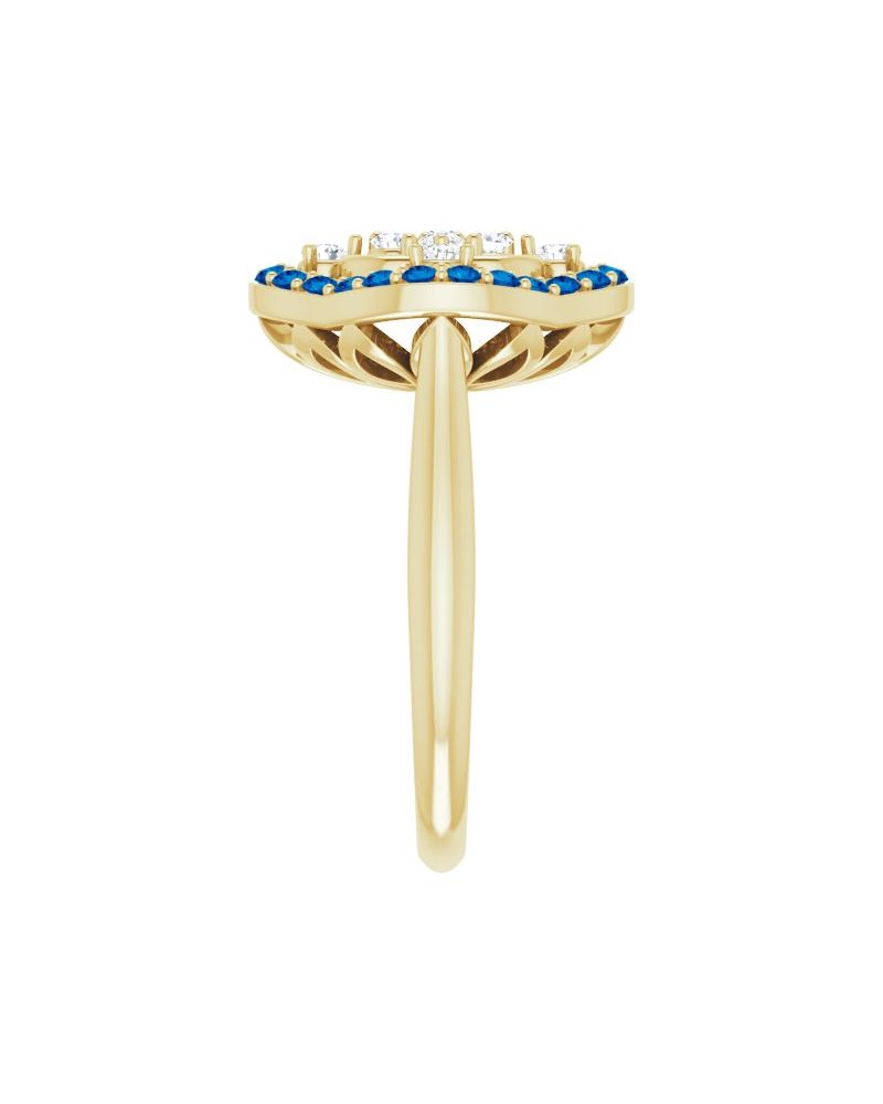 Anel Cluster Halo em Ouro 14k com Diamantes Naturais