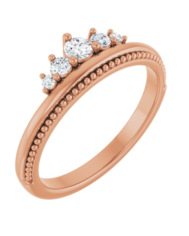 Anel Coroa Empilhável em Ouro 14k com Diamantes Naturais