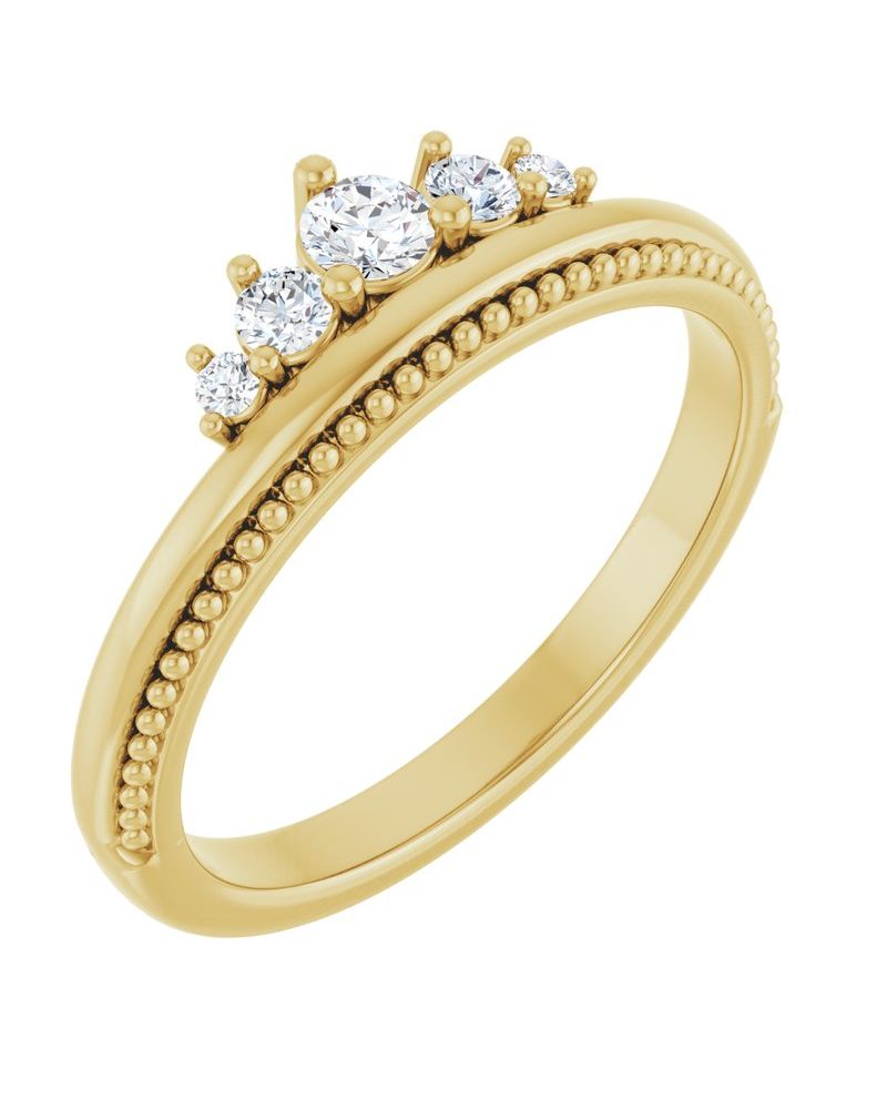 Anel Coroa Empilhável em Ouro 14k com Diamantes Naturais
