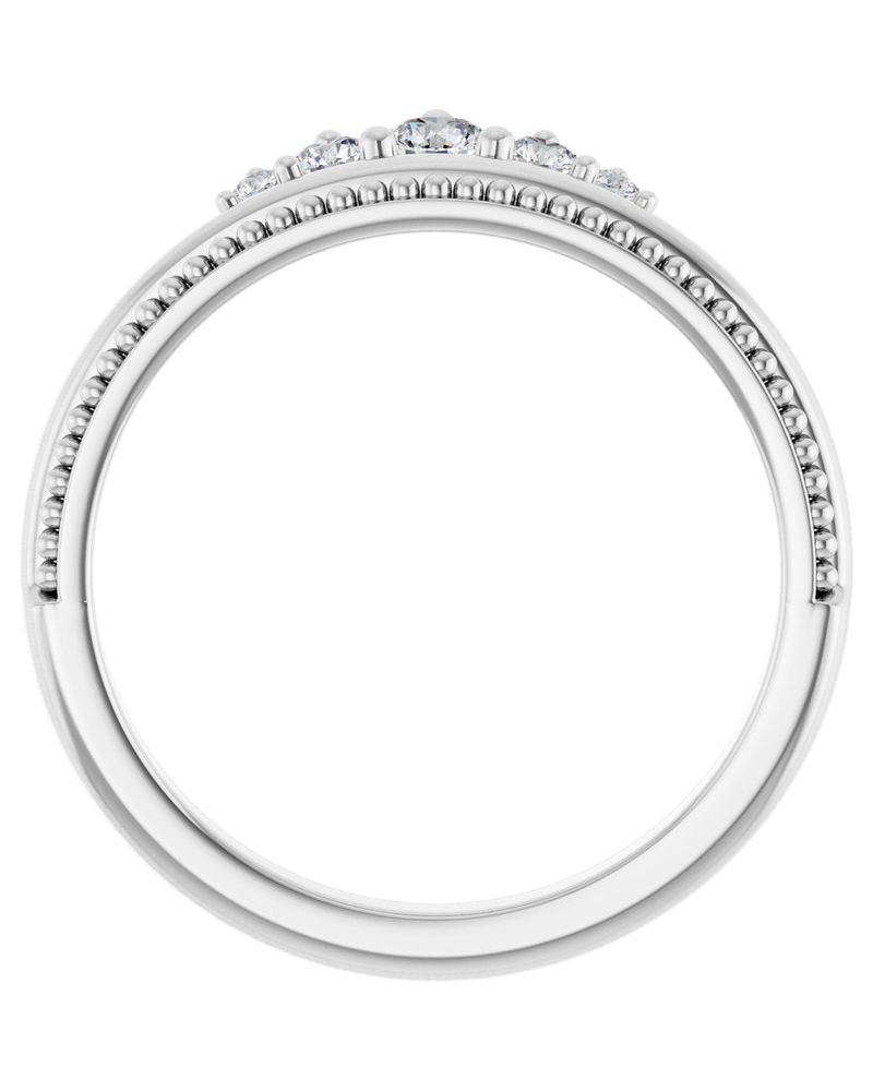Anel Coroa Empilhável em Ouro 14k com Diamantes Naturais