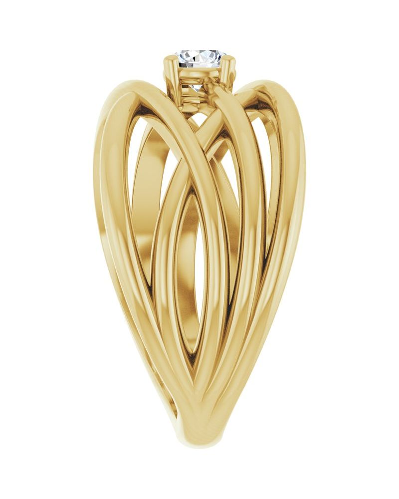 Anel Solitário Entrelaçado em Ouro 14k com Diamantes Naturais