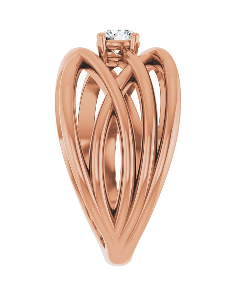 Anel Solitário Entrelaçado em Ouro 14k com Diamantes Naturais