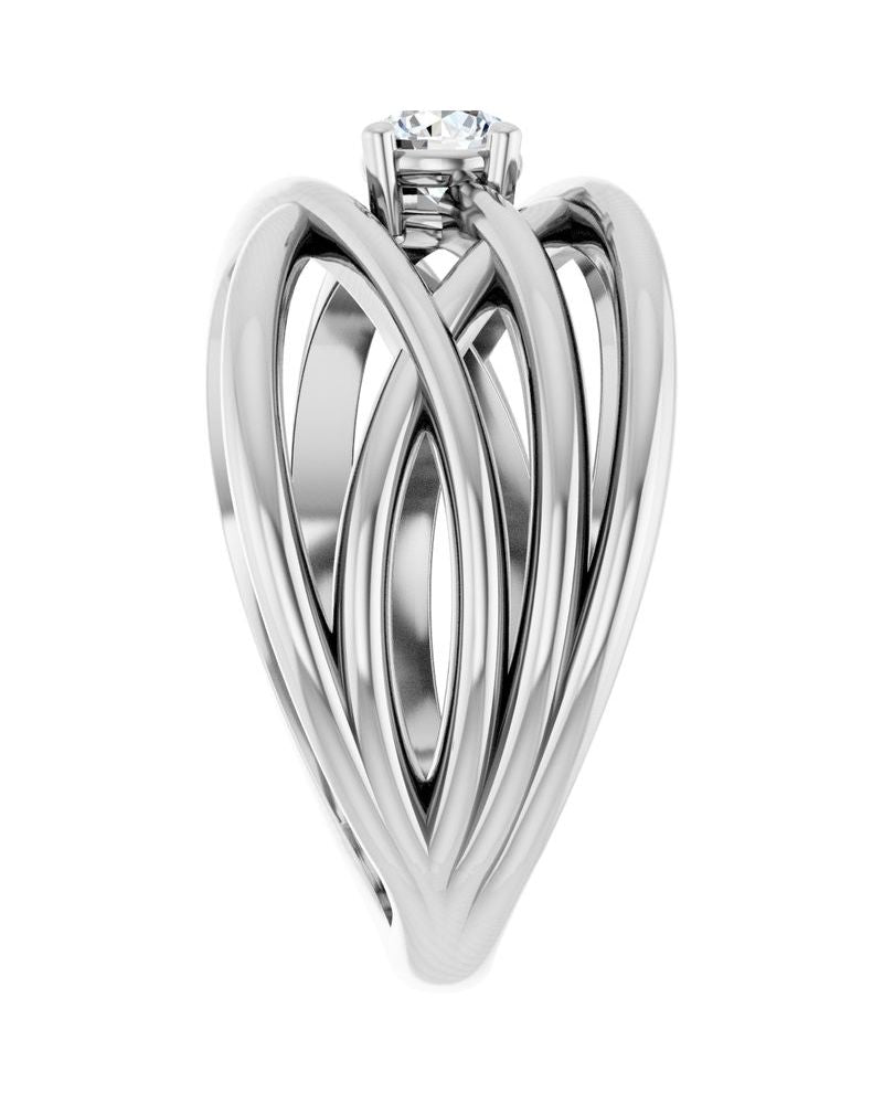 Anel Solitário Entrelaçado em Ouro 14k com Diamantes Naturais