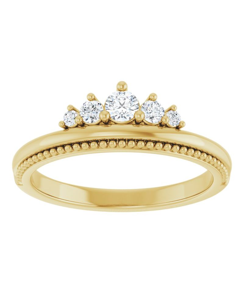 Anel Coroa Empilhável em Ouro 14k com Diamantes Naturais