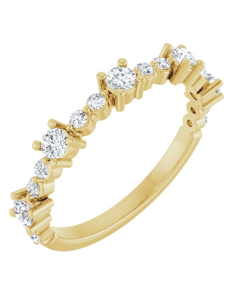 Anel Cravejado Empilhável em Ouro 14k com Diamantes Naturais – Modelo 18