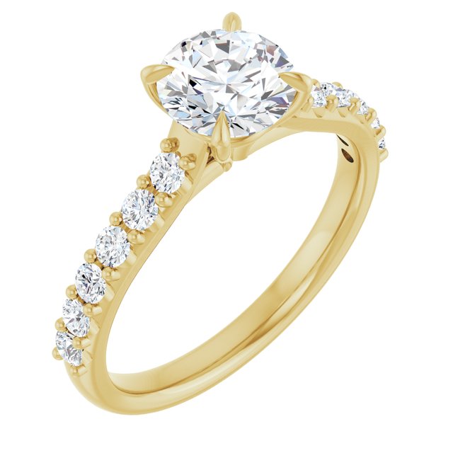 Anel de Noivado Laterais Cravejadas em Ouro 14k com Diamantes Naturais – Modelo 4 – Amarelo 14k