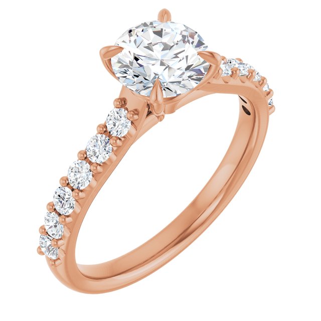 Anel de Noivado Laterais Cravejadas em Ouro 14k com Diamantes Naturais – Modelo 4 – Rosé 14k