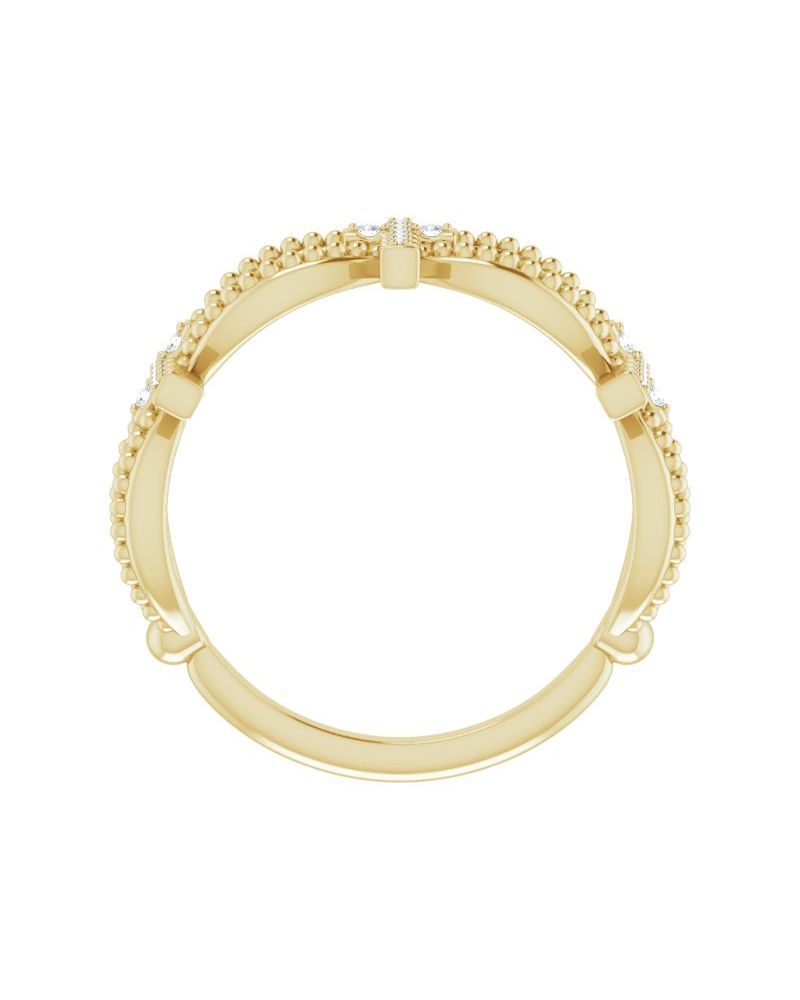 Anel Cruz Cravejado Empilhável em Ouro 14k com Diamantes Naturais – Modelo 2