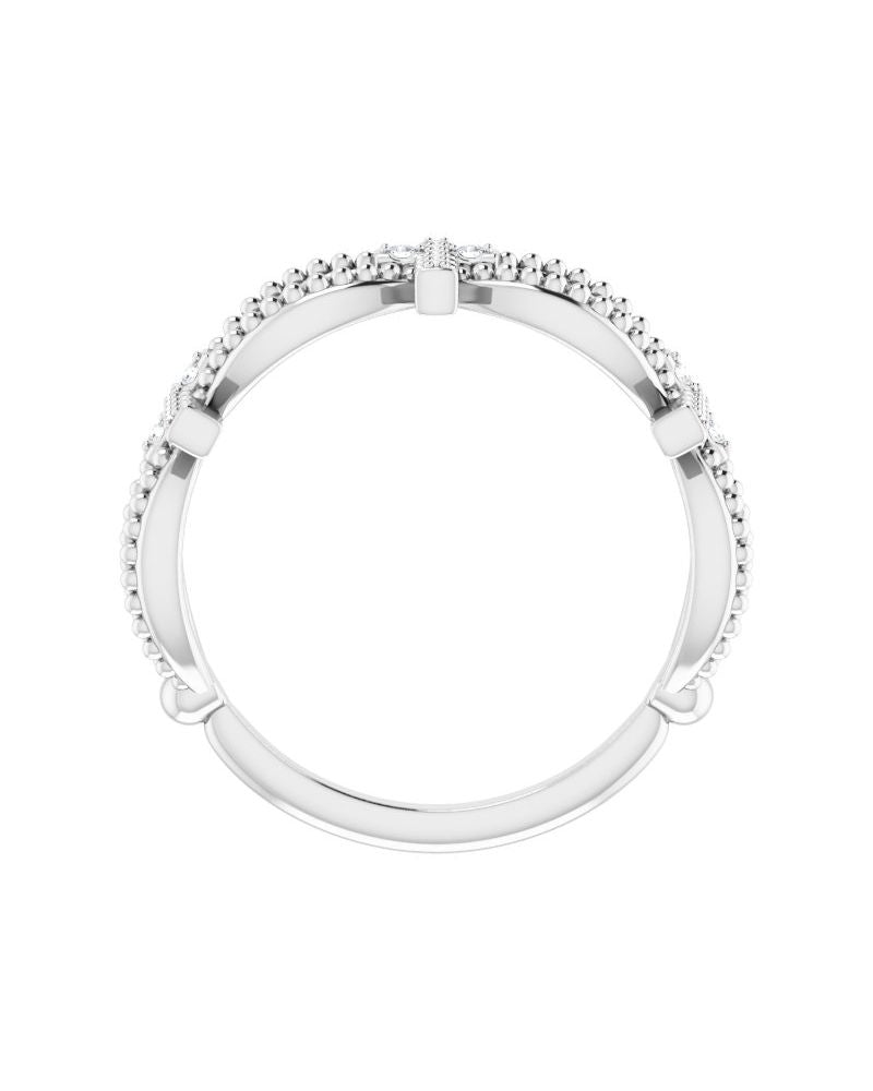 Anel Cruz Cravejado Empilhável em Ouro 14k com Diamantes Naturais – Modelo 2