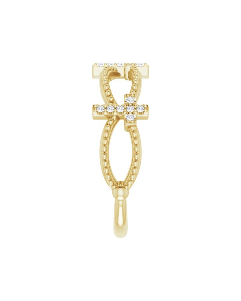 Anel Cruz Cravejado Empilhável em Ouro 14k com Diamantes Naturais – Modelo 2