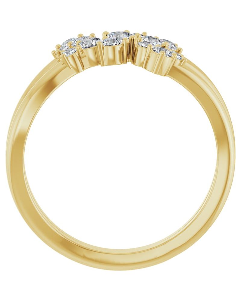 Anel Cluster Bypass em Ouro 14k com Diamantes Naturais