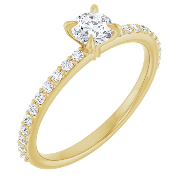 Anel de Noivado Laterais Cravejadas em Ouro 14k com Diamantes Naturais – Amarelo 14k