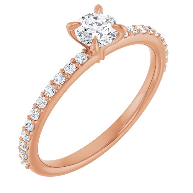 Anel de Noivado Laterais Cravejadas em Ouro 14k com Diamantes Naturais – Rosé 14k