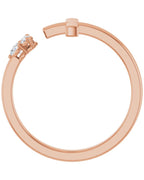 Anel Vazado Cruz Cravejado em Ouro 14k com Diamantes Naturais