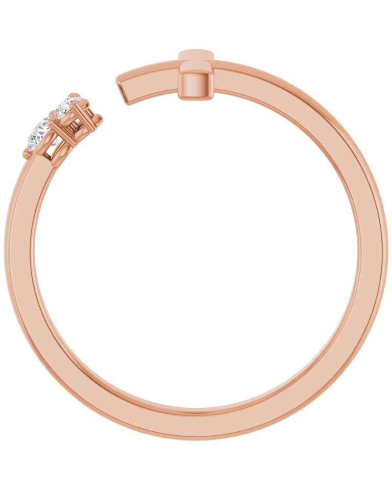 Anel Vazado Cruz Cravejado em Ouro 14k com Diamantes Naturais