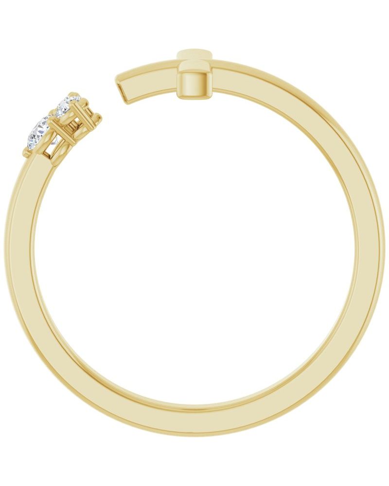 Anel Vazado Cruz Cravejado em Ouro 14k com Diamantes Naturais