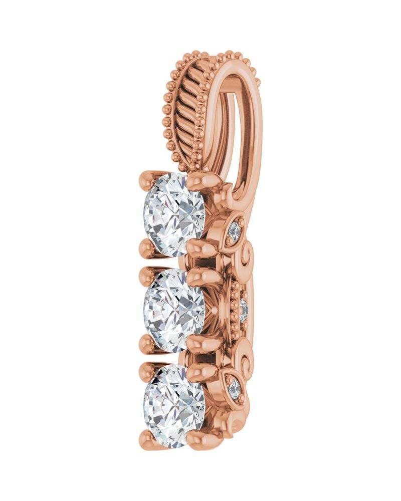 Pingente Três Pedras em Ouro 14k com Diamantes de Laboratório – Modelo 2