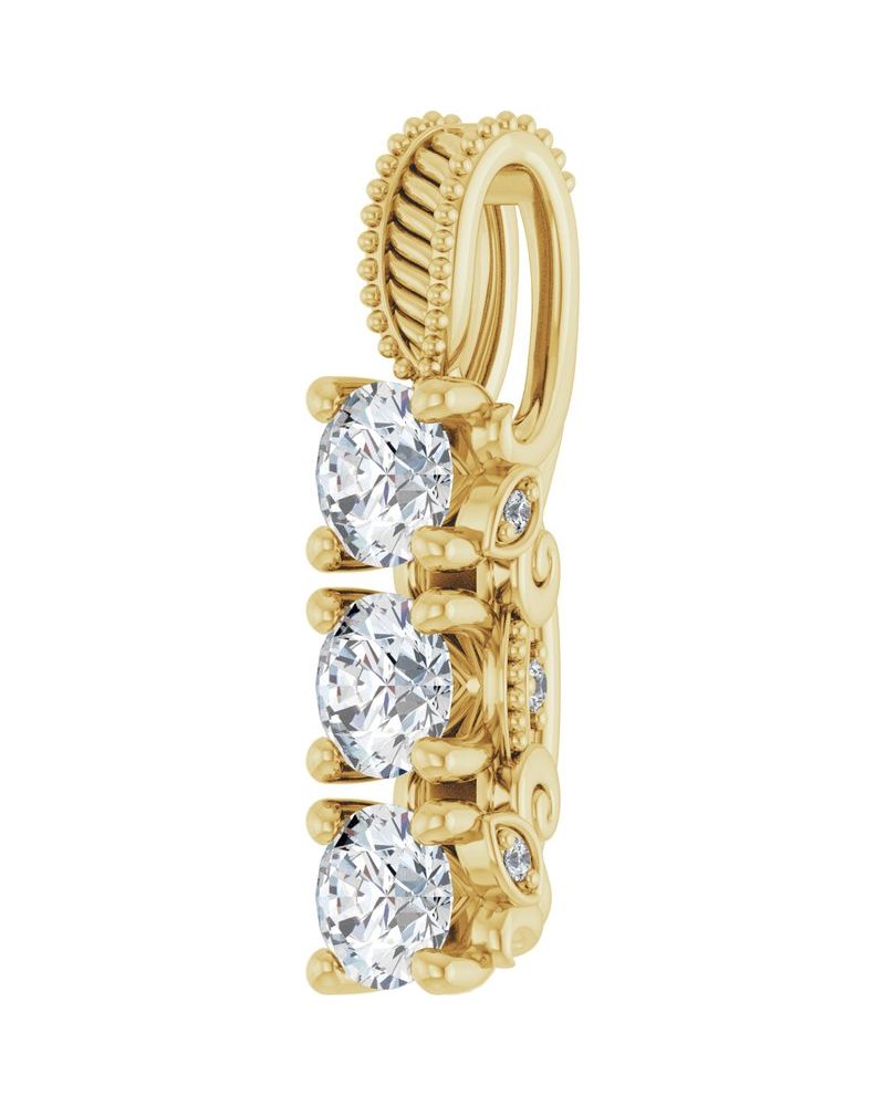 Pingente Três Pedras em Ouro 14k com Diamantes de Laboratório – Modelo 2