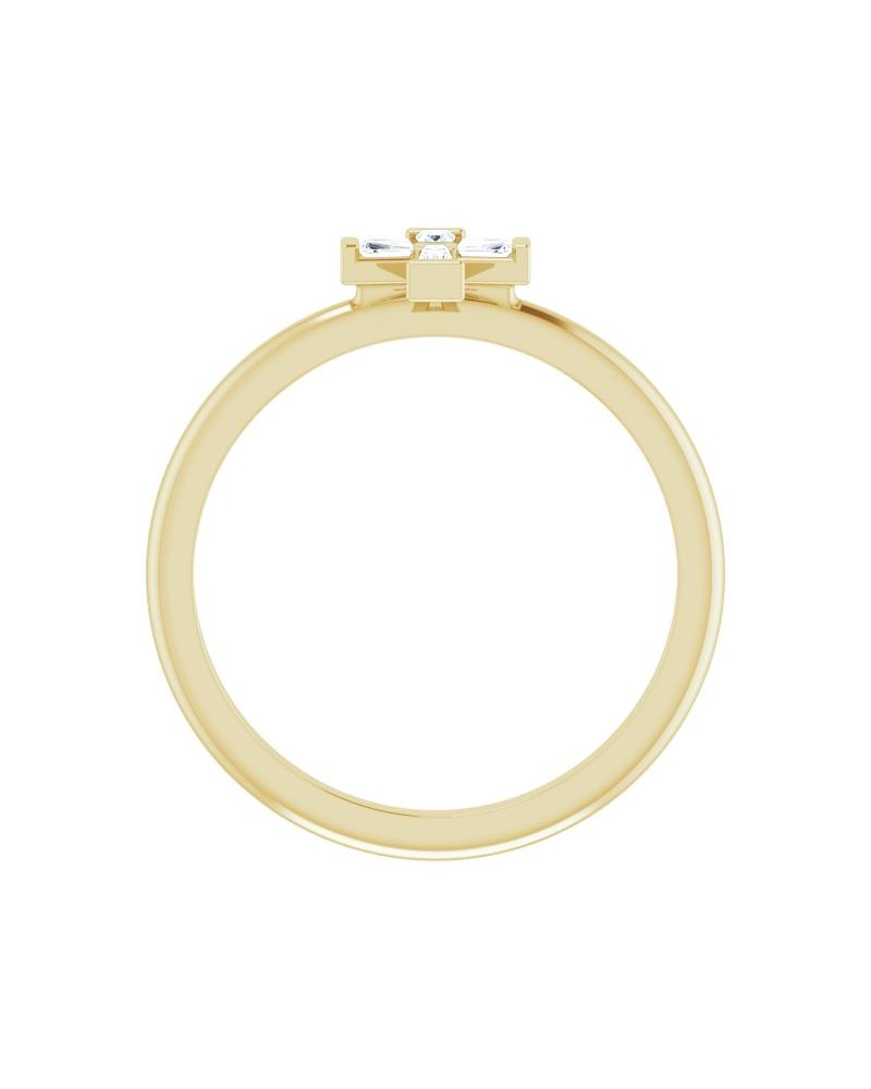Anel Cruz Cravejado Empilhável em Ouro 14k com Diamantes Naturais