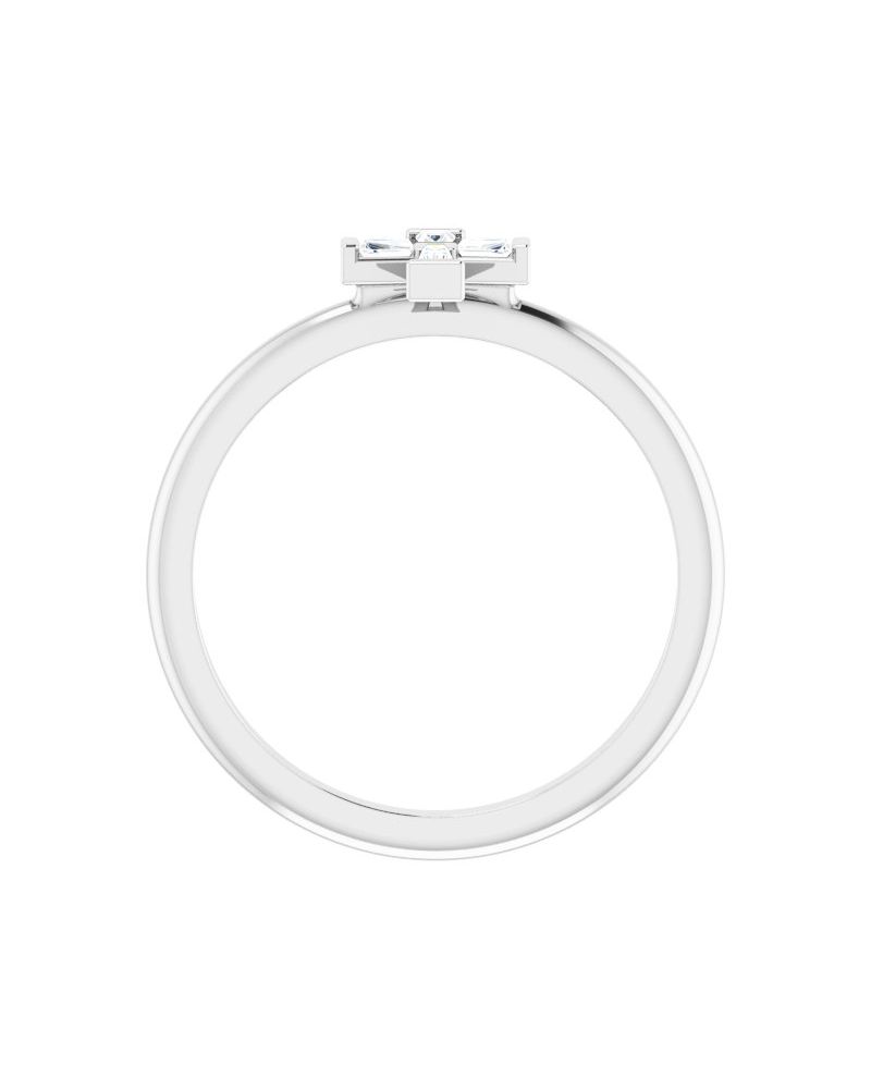 Anel Cruz Cravejado Empilhável em Ouro 14k com Diamantes Naturais