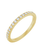 Anel Meia Aliança em Ouro 14k com Diamantes Naturais – Cravação Francesa – Amarelo 14k, 0,25 ct