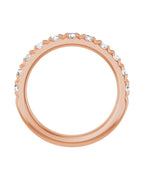 Anel Meia Aliança em Ouro 14k com Diamantes Naturais – Cravação Francesa – Rosé 14k