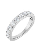 Anel Meia Aliança em Ouro 14k com Diamantes Naturais – Cravação Francesa – Branco 14k, 1,00 ct