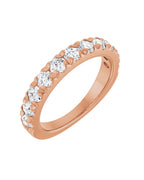 Anel Meia Aliança em Ouro 14k com Diamantes Naturais – Cravação Francesa – Rosé 14k