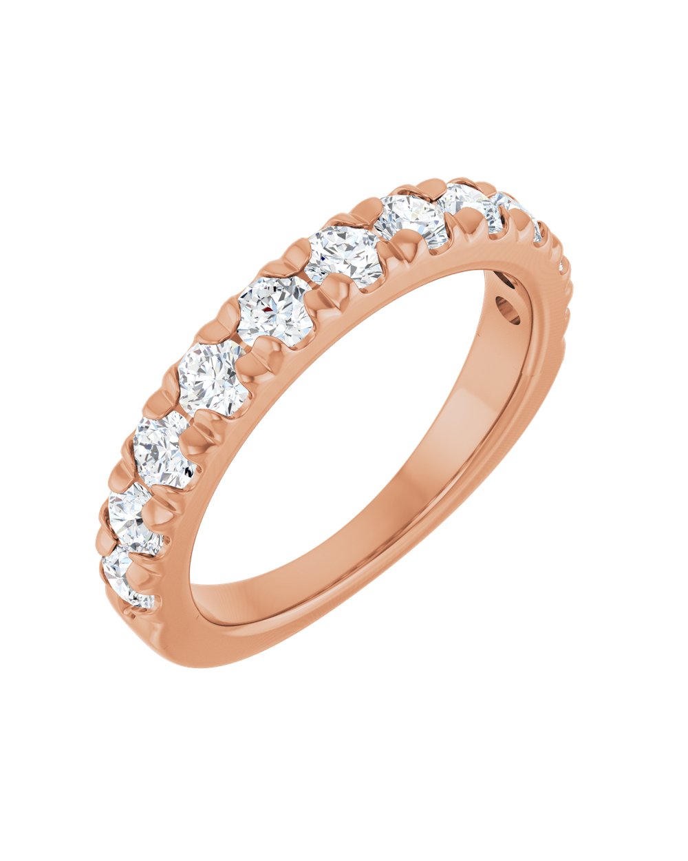 Anel Meia Aliança em Ouro 14k com Diamantes Naturais – Cravação Francesa – Rosé 14k
