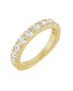 Anel Meia Aliança em Ouro 14k com Diamantes Naturais – Cravação Francesa – Amarelo 14k, 1,00 ct