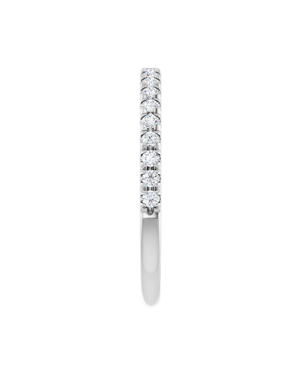 Anel Meia Aliança em Ouro 14k com Diamantes Naturais – Cravação Francesa – Branco 14k
