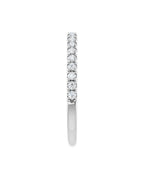Anel Meia Aliança em Ouro 14k com Diamantes Naturais – Cravação Francesa – Branco 14k